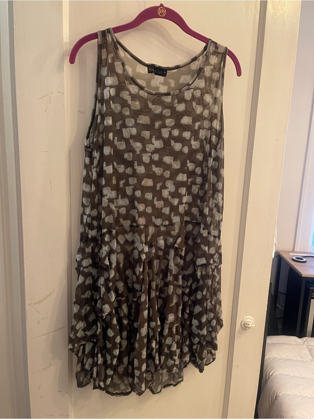 Reina Lee | Sheer Mesh Dress in Abstract Monochrome